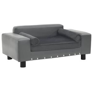 vidaXL Pohovka pre psa, siv&aacute; 81x43x31 cm, ply&scaron; a umel&aacute; koža