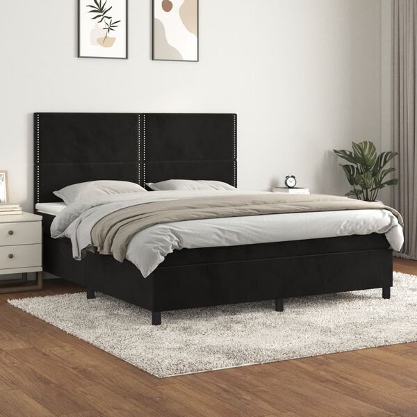 vidaXL Posteľn&yacute; r&aacute;m boxspring s matracom čierny 160x200 cm zamat