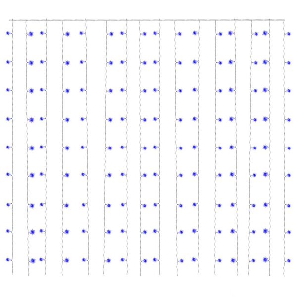 vidaXL LED sveteln&yacute; rozpr&aacute;vkov&yacute; z&aacute;ves 3x3 m 300 LED modr&yacute; 8 funkci&iacute;
