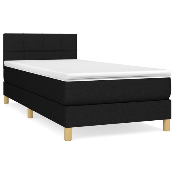 vidaXL Posteľn&yacute; r&aacute;m boxspring s matracom čierny 90x190 cm l&aacute;tka