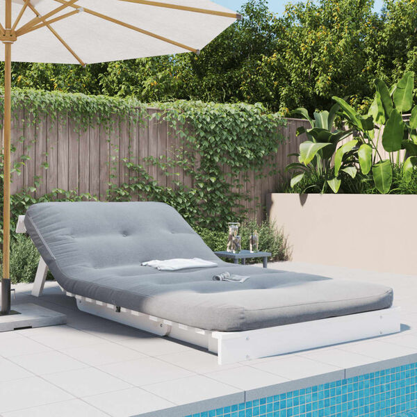 vidaXL Rozkl. futonov&aacute; pohovka s matracom biela 100x206x11 cm borovica