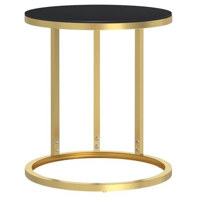 vidaXL Bočný stolík zlatý a čierny 45 cm tvrdené sklo