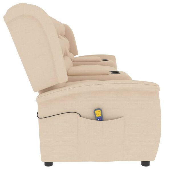 vidaXL 4-miestne skl&aacute;pacie mas&aacute;žne kreslo+držiaky na poh&aacute;re, kr&eacute;mov&eacute;