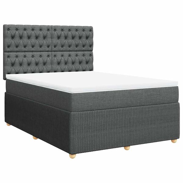 vidaXL Boxspring posteľ s matracom tmavosiv&aacute; 160x200 cm l&aacute;tka