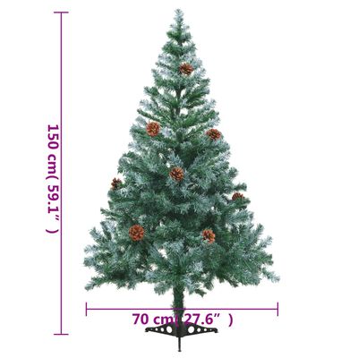 vidaXL Mrazom pokrytý vianočný stromček so šiškami 150 cm