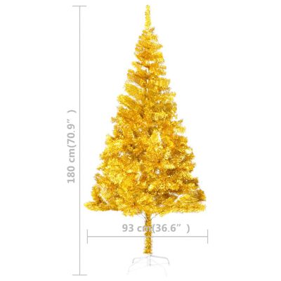vidaXL Osvetlený umelý vianočný stromček+stojan, zlatý 180 cm, PET