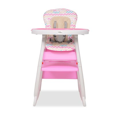 vidaXL Vysoká detská jedálenská stolička s pultíkom 3-v-1, ružová