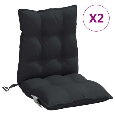 vidaXL Podložky na stoličky nízke operadlo 2 ks čierne oxfordská látka