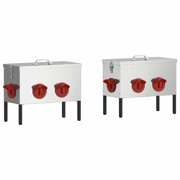 vidaXL Kŕmidlo pre kurčat&aacute; 2 pcs Strieborn&aacute; 41,5 x 20,5 x 33 cm