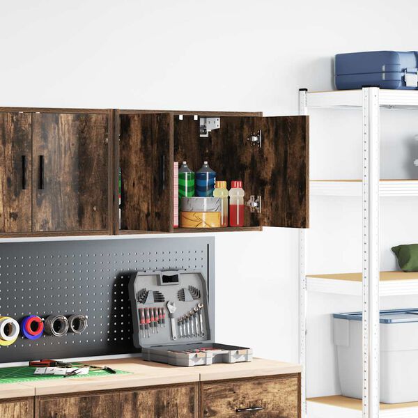 vidaXL Garážová nástenná skriňa Dub dymový Konštruktérske drevo