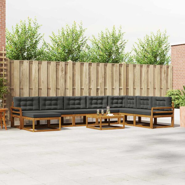 vidaXL Z&aacute;hradn&aacute; s&uacute;prava gaučov s vank&uacute;&scaron;om 9 pcs Pr&iacute;rodn&aacute; a antracitov&aacute;