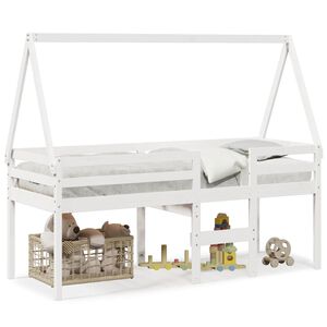vidaXL Vysok&aacute; posteľ so strechou biela 90x190 cm borovicov&yacute; mas&iacute;v