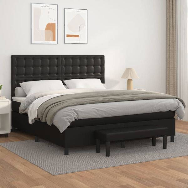 vidaXL Boxspring posteľ s matracom čierna 160x200 cm umelá koža