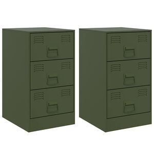vidaXL Nočn&eacute; stol&iacute;ky 2 ks olivovozelen&eacute; 34,5x39x62 cm oceľ