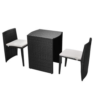vidaXL 3-dielna bistro s&uacute;prava s vank&uacute;&scaron;mi polyratan čierna