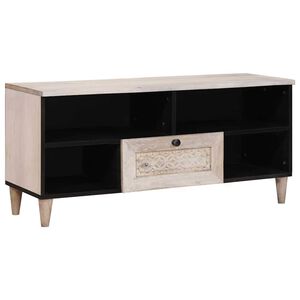 vidaXL TV skrinka Bielen&aacute; biela 100 x 33 x 46 cm Mas&iacute;vne mango drevo