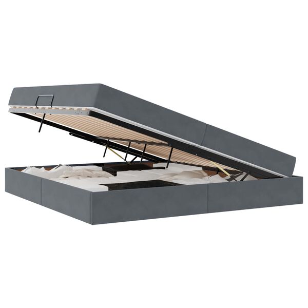 vidaXL Postel s &uacute;ložn&yacute;m prostorem a matrac&iacute; Tmavo &scaron;ed&aacute; 200 x 200 cm