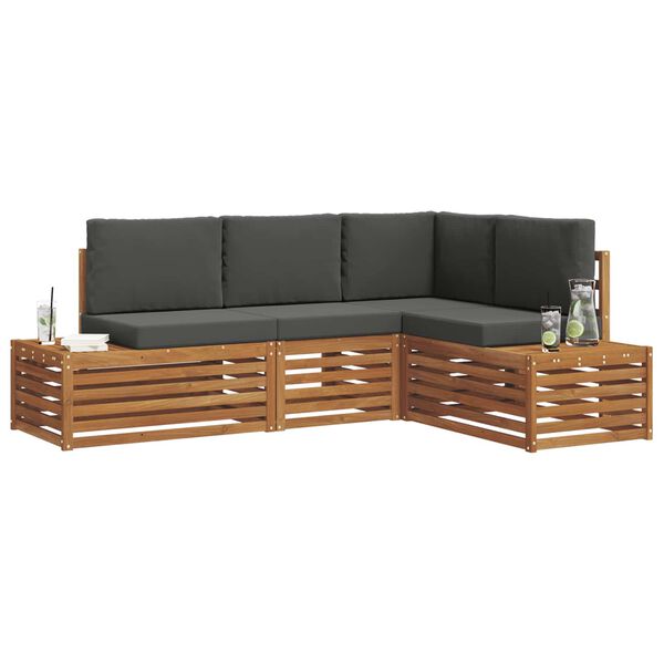 vidaXL Z&aacute;hradn&aacute; s&uacute;prava gaučov s vank&uacute;&scaron;om 4 Kus Pr&iacute;rodn&aacute; a antracitov&aacute;