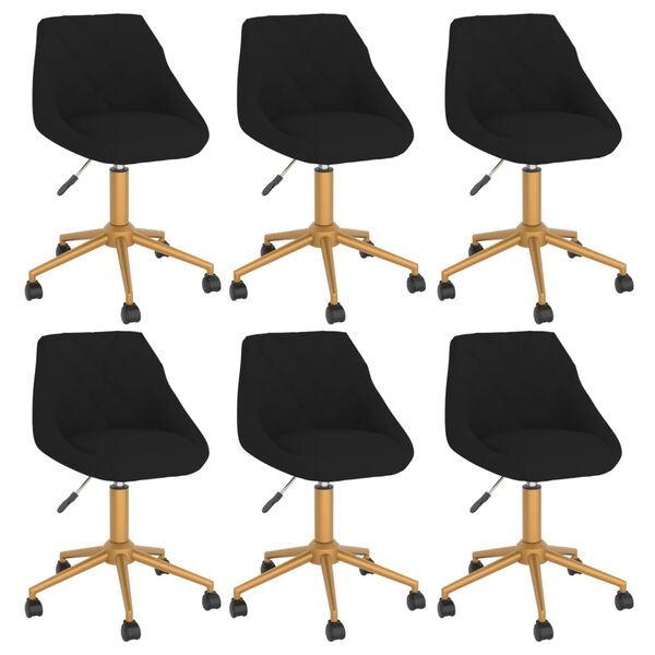 vidaXL Otočn&eacute; jed&aacute;lensk&eacute; stoličky 6 ks čierne zamatov&eacute;