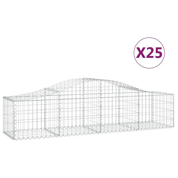 vidaXL Obl&uacute;kov&yacute; gabionov&yacute; k&ocirc;&scaron; 25 ks 200x50x40/60 cm pozinkovan&eacute; železo
