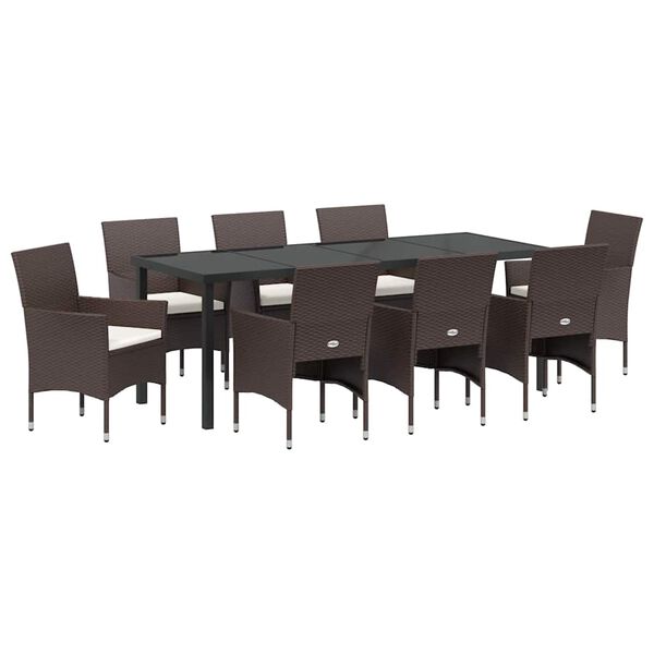 vidaXL Z&aacute;hradn&yacute; jed&aacute;lensk&yacute; set s vank&uacute;&scaron;om 9 pcs Hned&aacute; polyratan