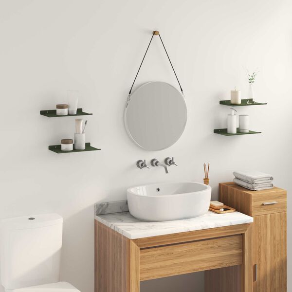 vidaXL Z&aacute;vesn&aacute; polica 4 pcs Olivov&aacute; zelen&aacute; 30 x 18 x 2,5 cm Oceľ