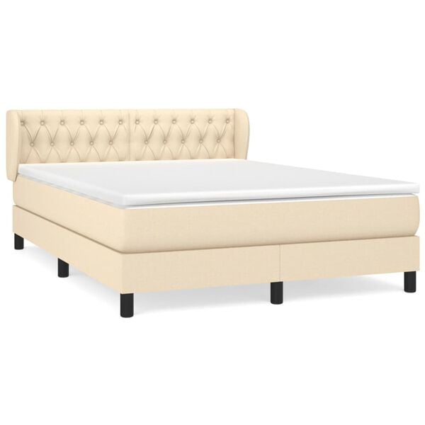 vidaXL Boxspring posteľ s matracom kr&eacute;mov&yacute; 140x190 cm l&aacute;tka