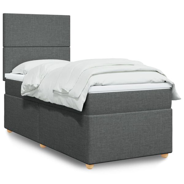 vidaXL Boxspring posteľ s matracom tmavosiv&aacute; 90x200 cm l&aacute;tka