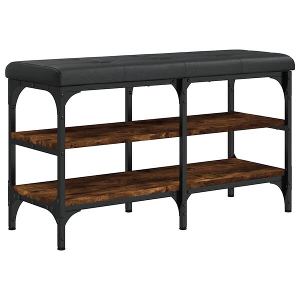 vidaXL Lavička na top&aacute;nky dymov&yacute; dub 82x32x47 cm kompozitn&eacute; drevo