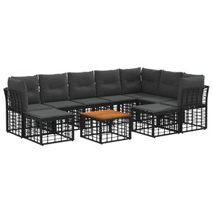vidaXL Z&aacute;hradn&aacute; s&uacute;prava gaučov 10 pcs Čierna a tmavo&scaron;ed&aacute; Polyester