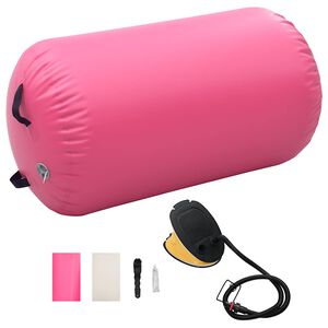 vidaXL Nafukovac&iacute; gymnastick&yacute; valec s pumpou 100x60 cm PVC ružov&yacute;