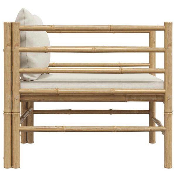 vidaXL Záhradná pohovka s krémovými podložkami bambus