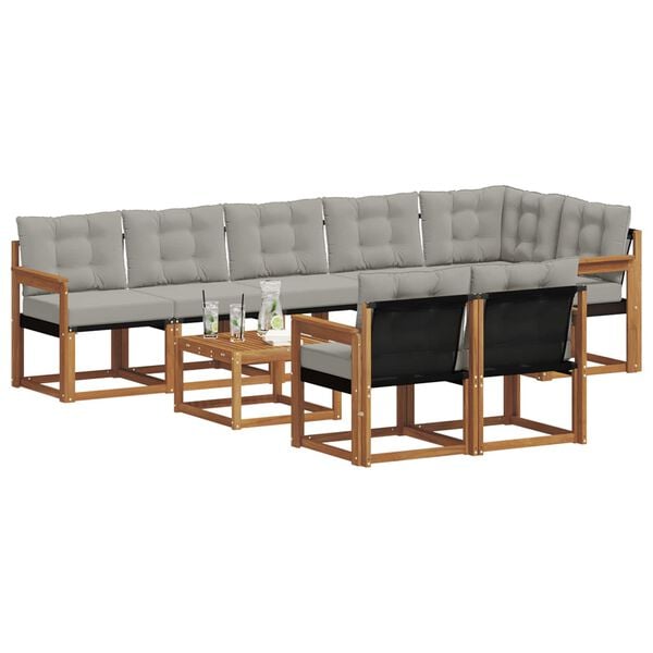 vidaXL Z&aacute;hradn&aacute; s&uacute;prava gaučov s vank&uacute;&scaron;om 9 pcs Pr&iacute;rodn&aacute; a svetlosiv&aacute;