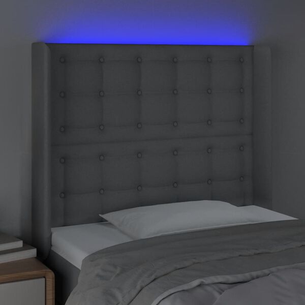 vidaXL Čelo postele s LED bledosiv&eacute; 103x16x118/128 cm l&aacute;tka