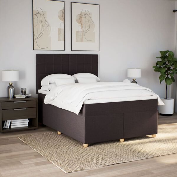 vidaXL Boxspring posteľ s matracom tmavohned&aacute; 140x190 cm l&aacute;tka