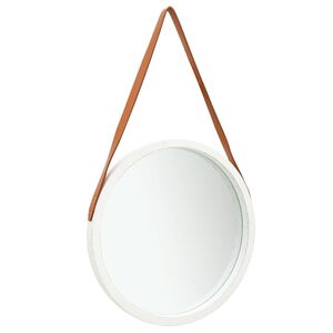 vidaXL N&aacute;stenn&eacute; zrkadlo s popruhom biele 50 cm