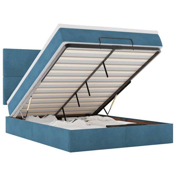 vidaXL Osmansk&aacute; posteľ s matracmi Tmavomodr&aacute; 140x190cm Zamat