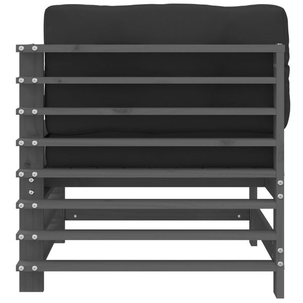 vidaXL Rohov&aacute; pohovka s podložkami siv&aacute; borovicov&yacute; mas&iacute;v