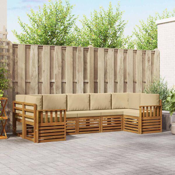 vidaXL S&uacute;pravy pohoviek 7 pcs Pr&iacute;rodn&aacute; a b&eacute;žov&aacute; Pevn&eacute; ak&aacute;ciov&eacute; drevo