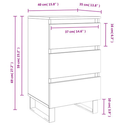 vidaXL Nočné stolíky 2 ks betónovo sivé 40x35x69 cm kompozitné drevo