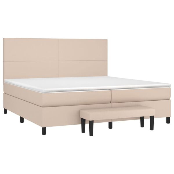 vidaXL Boxspring posteľ s matracom kapučínová 200x200 cm umelá koža