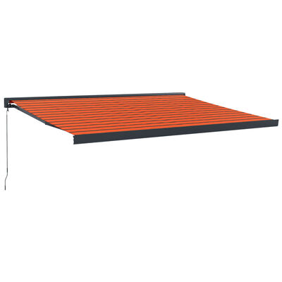 VidaXL Zaťahovacia markíza oranžová a hnedá 4,5x3 m látka a hliník