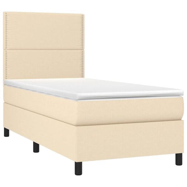 vidaXL Posteľn&yacute; r&aacute;m boxspring s matracom kr&eacute;mov&yacute; 90x190 cm l&aacute;tka