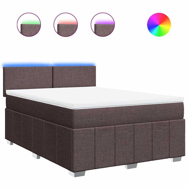 vidaXL Boxspring posteľ s matracom tmavohned&aacute; 140x190 cm l&aacute;tka