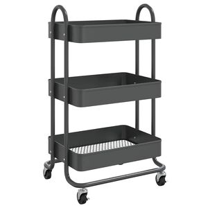 vidaXL Voz&iacute;k s 3 poschodiami antracitov&yacute; 43x34x79 cm oceľ