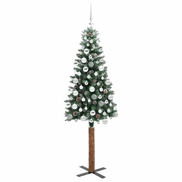 vidaXL Úzky vianočný stromček s 300 LED-i so stojanom Zelená 180 cm