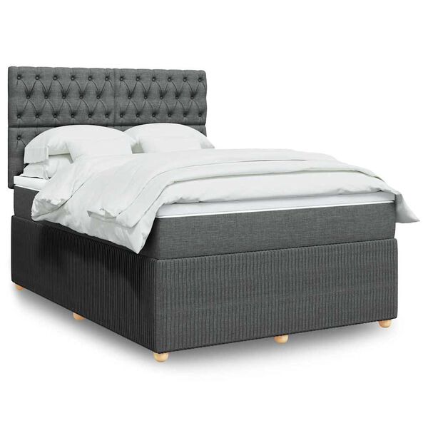 vidaXL Boxspring posteľ s matracom tmavosiv&aacute; 160x200 cm l&aacute;tka