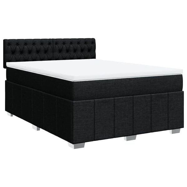 vidaXL Boxspring posteľ s matracom čierny 140x190 cm l&aacute;tka