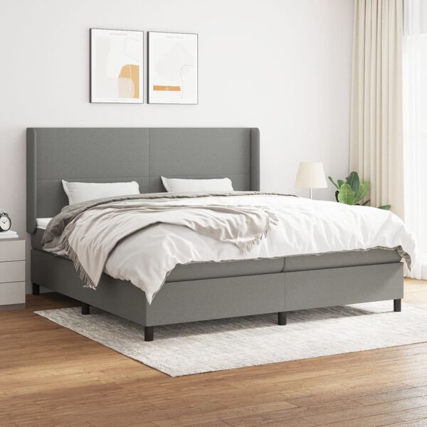 vidaXL Boxspring posteľ s matracom tmavosiv&aacute; 200x200 cm l&aacute;tka