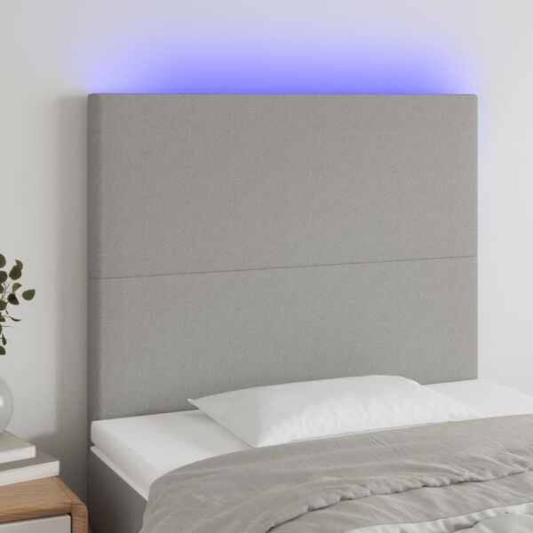vidaXL Čelo postele s LED bledosiv&eacute; 100x7x118/128 cm l&aacute;tka